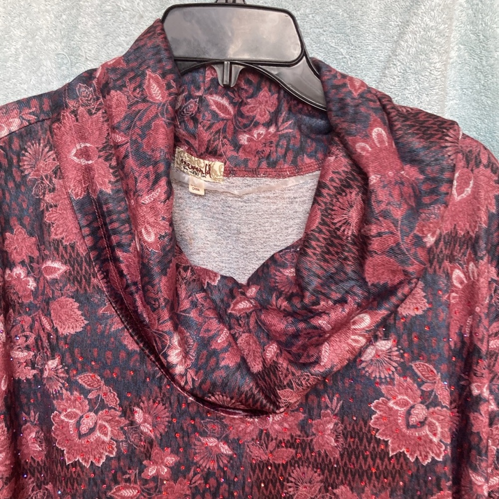 One world floral print top with pockets with bling details bohemian casual 3X - Picture 6 of 17